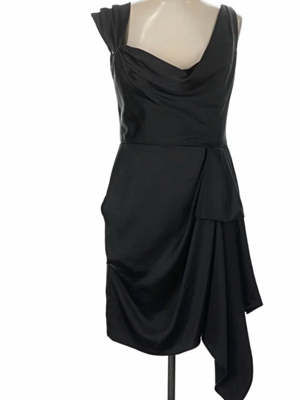 Marchesa Black Draped Midi Cocktail Dress Size 10